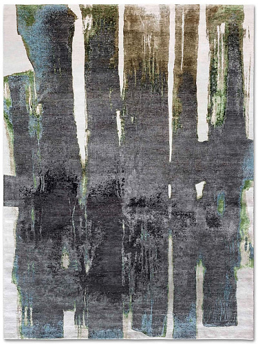 Tapete Preto em Bege Tecido à Mão