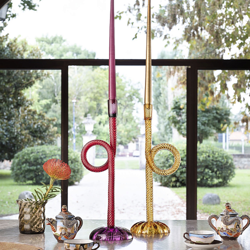 Castiçal Joyful Venetian Knot em Vidro de Murano