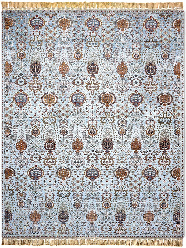 Tapete Isfahan Azul-Claro Feito à Mão Luxury