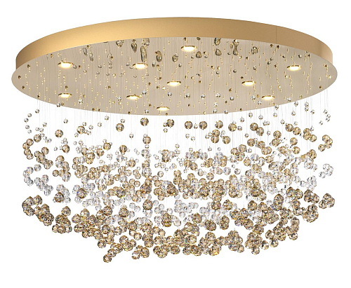 Lustre em Ouro Pálido com Esferas de Cristal