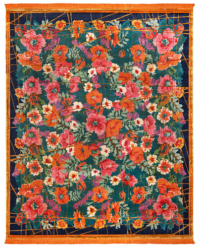 Tapete Scarlenka Allover Wrapped Azul-Escuro Dourado