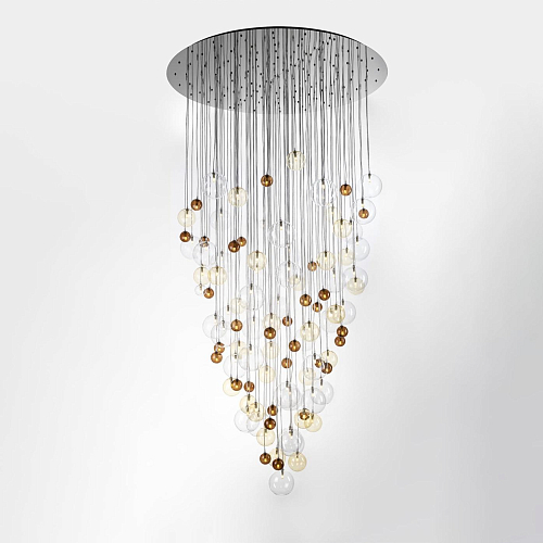 Lustre em Cascata com Esferas de Vidro Multicolor