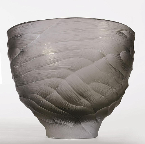 Vaso de Forma Ampla em Vidro de Murano Cinzento