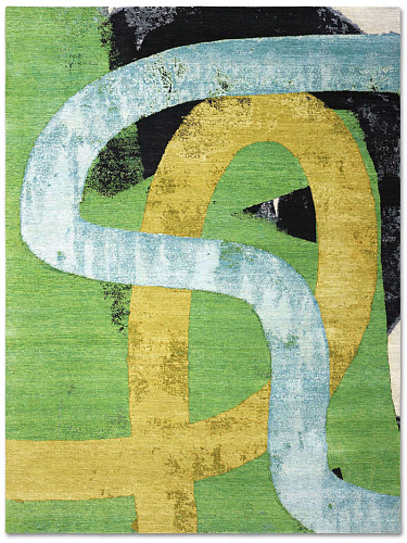 Tapete Original Verde / Amarelo Tecido à Mão