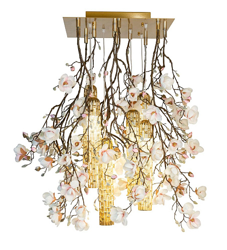 Lustre Magnolia Branco e Dourado