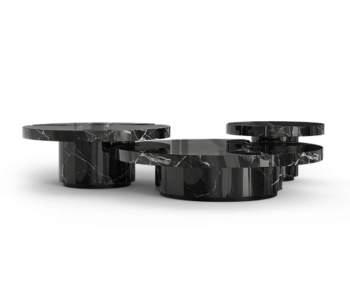 Conjunto 3 Peças Mesa de Centro Dominion Nero Marquina