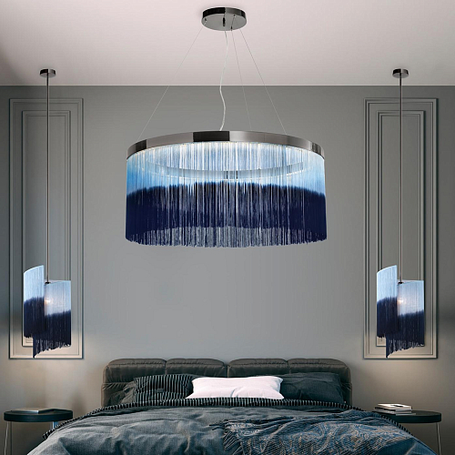 Lustre em Anel Dark Nickel com Franjas Pintadas à Mão