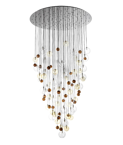 Lustre em Cascata com Esferas de Vidro Multicolor