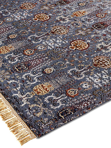 Tapete Isfahan Carvão Feito à Mão Luxury