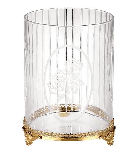 Cesto Decorativo em Cristal e Ouro 24K