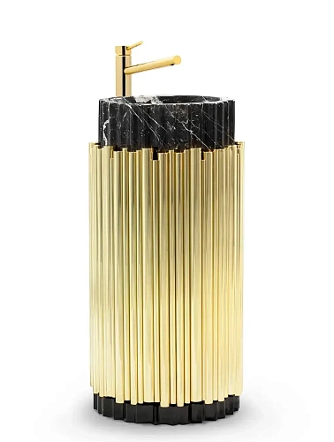 Lavatório de coluna Harmony preto/dourado