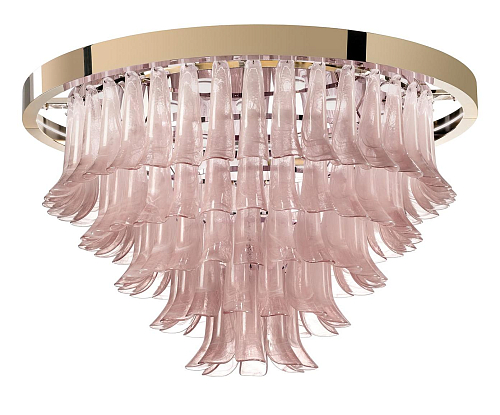 Lustre com Folhas de Vidro Rosa