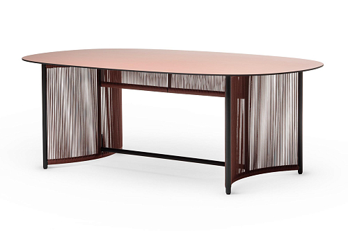 Mesa de Jantar Oval para Exterior Altana T-OV Vermelha