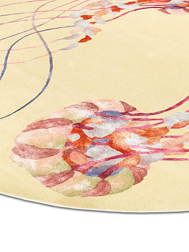 Tapete Jellyfish Redondo Feito à Mão