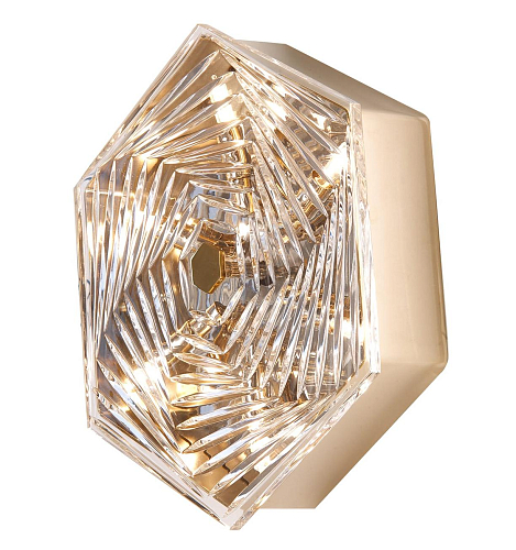 Aplique de Parede Hexagonal em Cristal Ouro Suave
