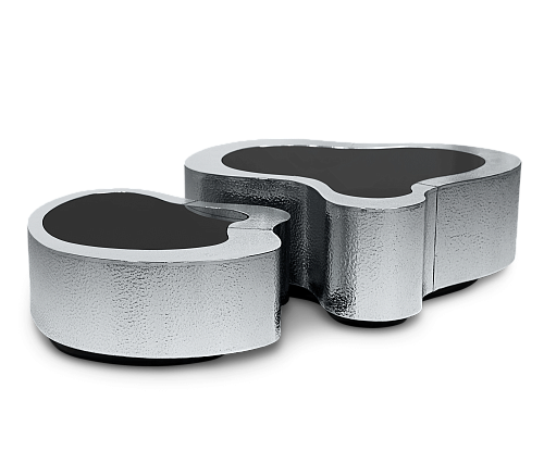 Conjunto de Mesas de Centro Crest Aço Inox Martelado