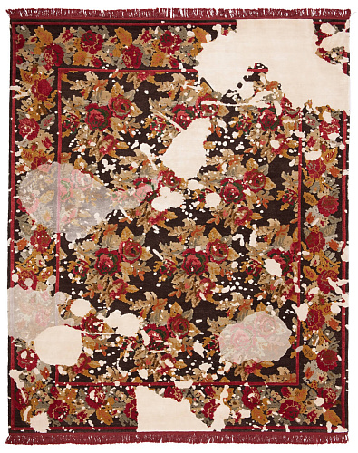 Tapete Karabagh Splashed Preto Branco