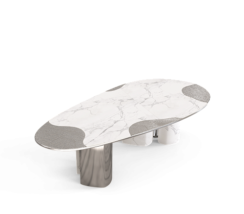 Mesa de Jantar Athena Mármore Carrara e Prata