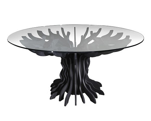 Mesa de Jantar em Madeira e Vidro Preta