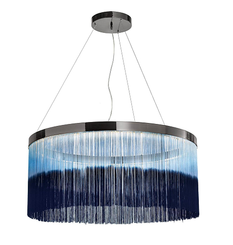 Lustre em Anel Dark Nickel com Franjas Pintadas à Mão