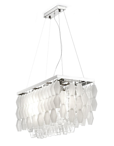 Lustre Rectangular em Murano Níquel e Cristal