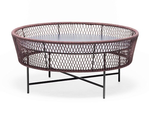 Mesa de Centro Redonda para Exterior Tamburo LG Azul & Vermelho