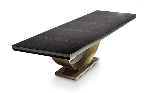 Mesa Fixa com Tampo Brilhante e Base Arco Bronze