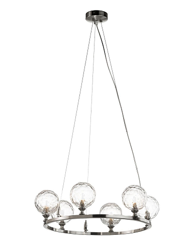 Lustre de 6 Lâmpadas em Níquel com Cristal Talhado à Mão