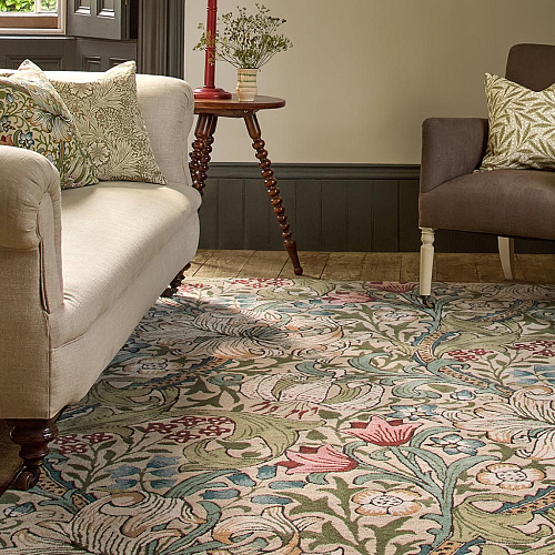 Tapete Golden Lily Green Red