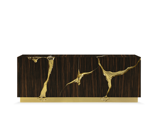 Aparador opulento castanho e dourado