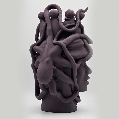 Escultura artesanal Moor's Head castanha