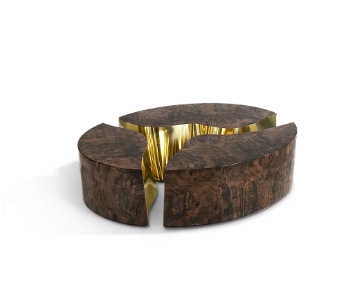 Mesa de Centro Oval Nogueira Fissure