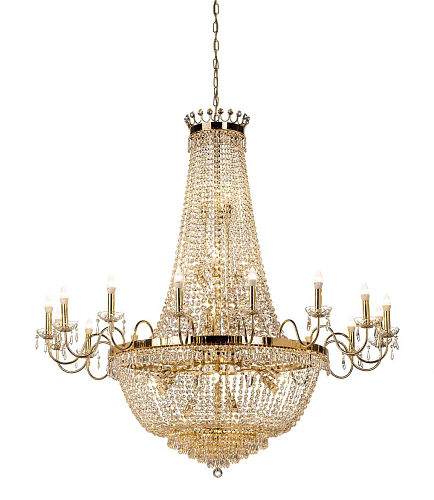 Lustre de Luxo em Cristal com Acabamento Ouro Suave