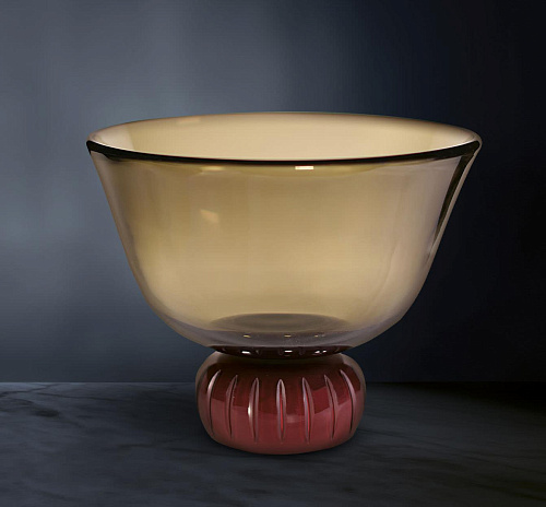 Vaso em Vidro de Murano Fumado Feito à Mão