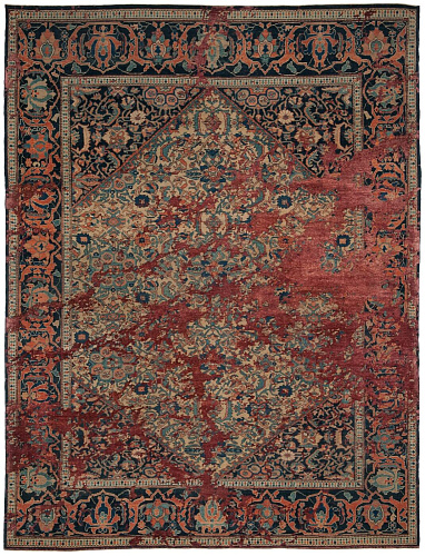 Tapete Serapi Queensbury Sky Amarelo Vermelho-Castanho Seda