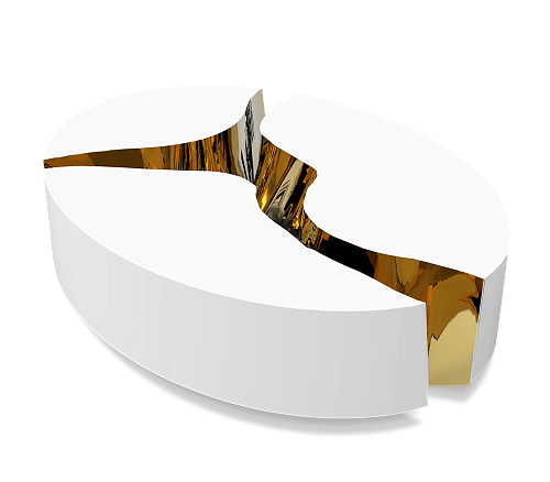 Mesa de Centro Oval Branca Fissure